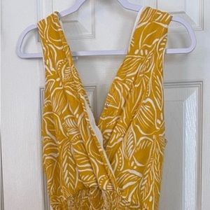 Nine West Yellow Tropical Jumpsuit w/ Pockets